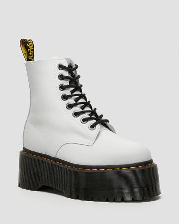 Dr Martens 1460 Pascal Max Læder Platform Støvler Dame Hvide | DK 231HAP